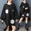 DIMANAF 2025 Women Plus Size Autumn Shirt Dress Loose Casual Oversize Long Sleeve Vintage Dress Black