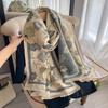 Двусторонний двухцветный шарф в национальном стиле с цветочным узором, имитация кашемира, корейская версия, универсальный шарф-шаль