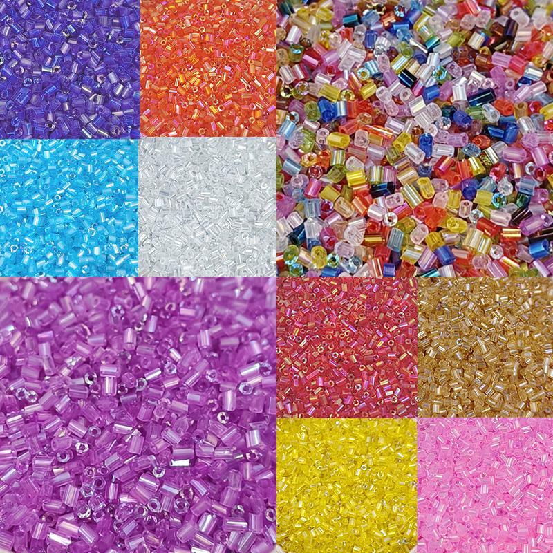2*3mm 1000pcs/Bag Glass Tube Beads AB Brilliant Colors Glass Bugle Seedbeads For DIY Craft Jewelry Making Garment Sewing Accessories