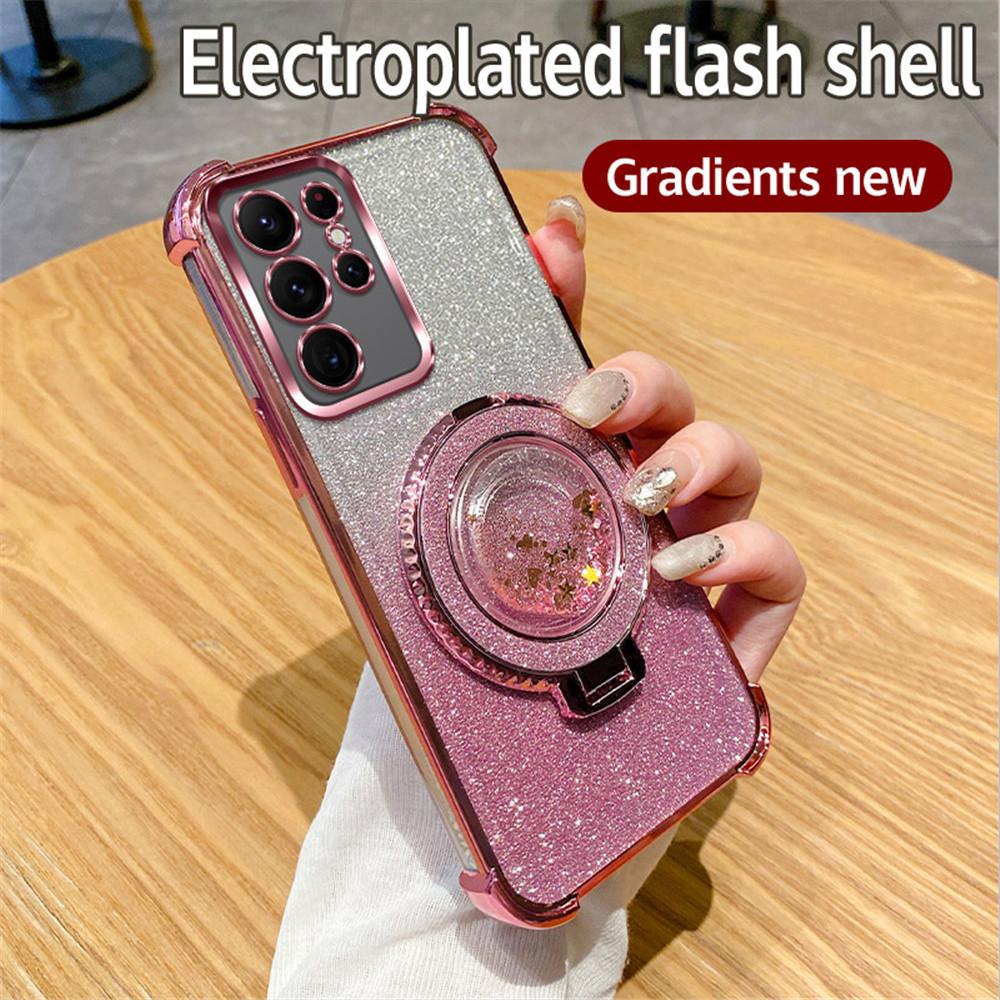 Чехол для телефона с магнитной подставкой с блестками-зыбучими песками для Samsung Galaxy S24 S23 S22 Plus Ultra S20FE S21FE Note 20 Ultra Противоударный чехол