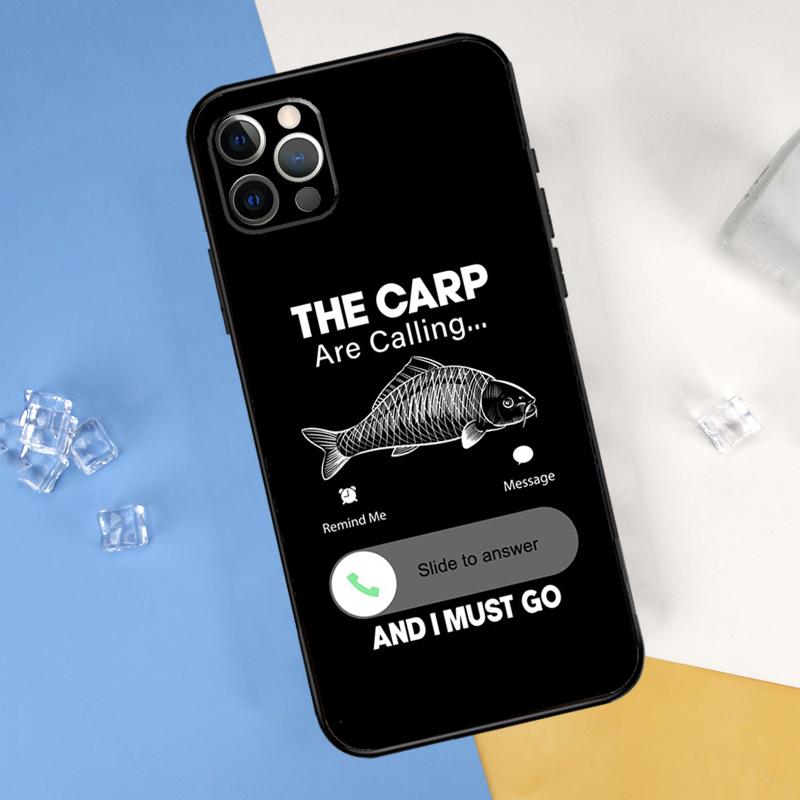 Carp Fish Fishing Rod Phone Case For iPhone 16 Pro Max 12 13 Mini 11 14 15 Pro Max XR 16 15 Plus 16e Cover Shell
