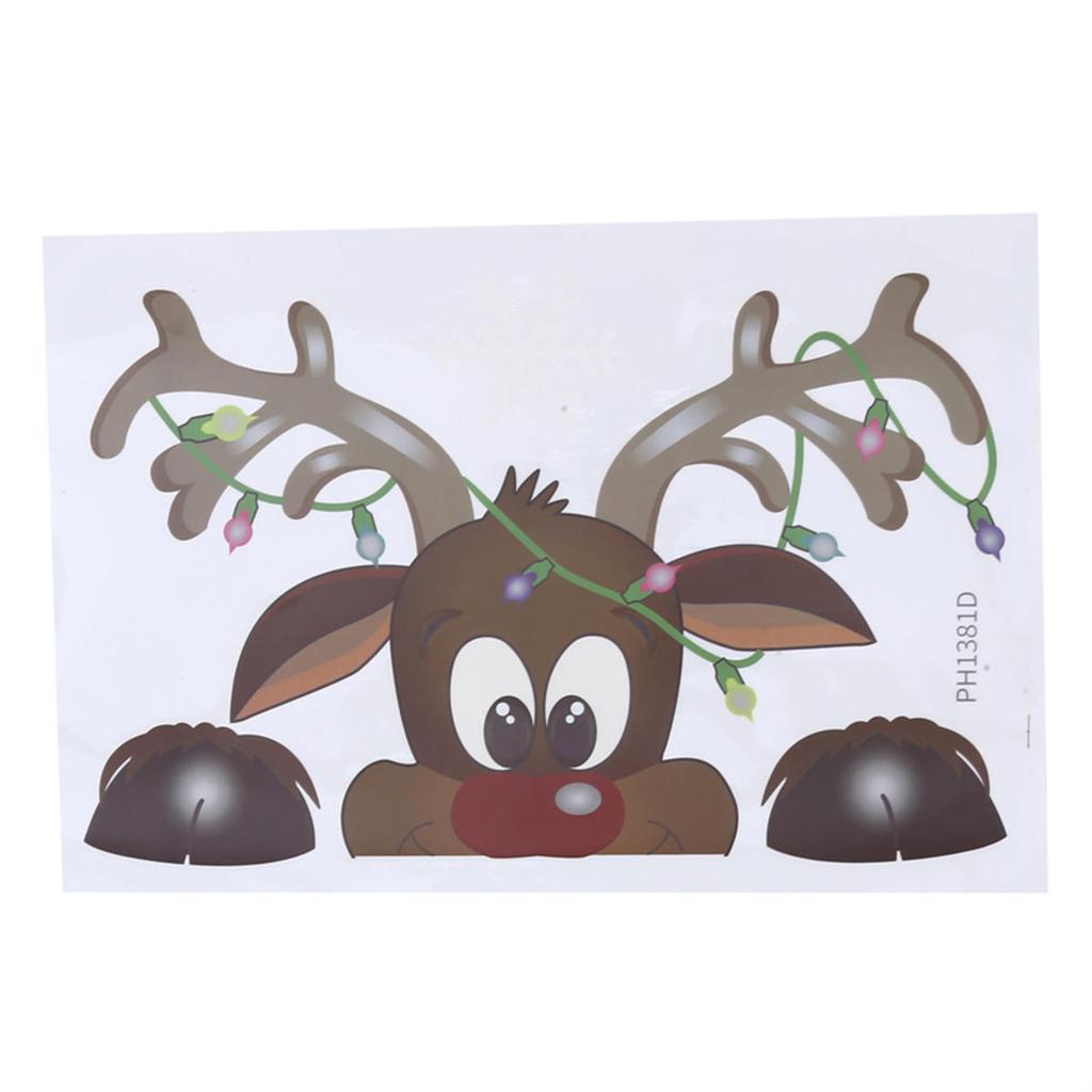 Милые мультяшные наклейки на окна с Санта-Клаусом, лосем и снежинками, статические наклейки, украшения для рождественской вечеринки