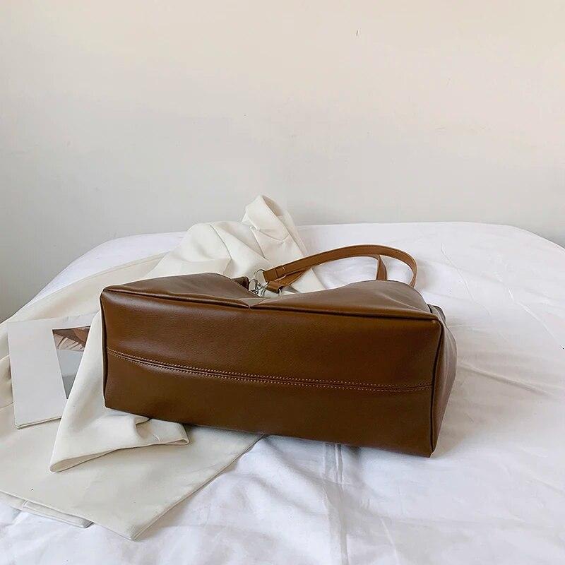 2024 сумки через плечо для женщин, винтажные однотонные простые сумки большой вместимости из искусственной кожи, новейшие сумки для путешествий, сумки-тоут