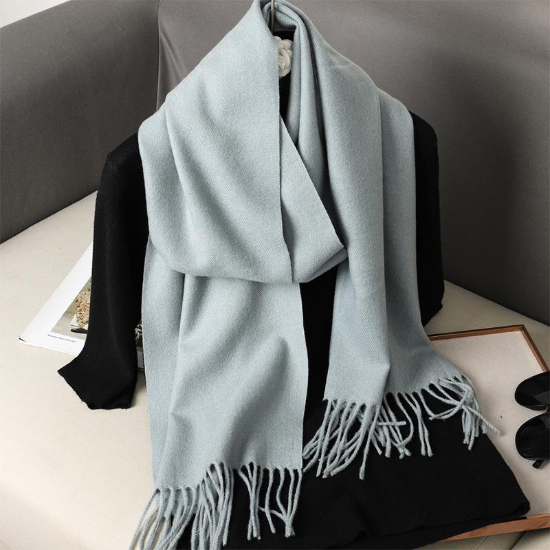 62Color Solid Women Winter Scarf Теплый Утолщенный Кашемировый Шаль Уличная Мода Роскошные Кисточки Пашмина Дамская Накидка Ветрозащитные Шарфы