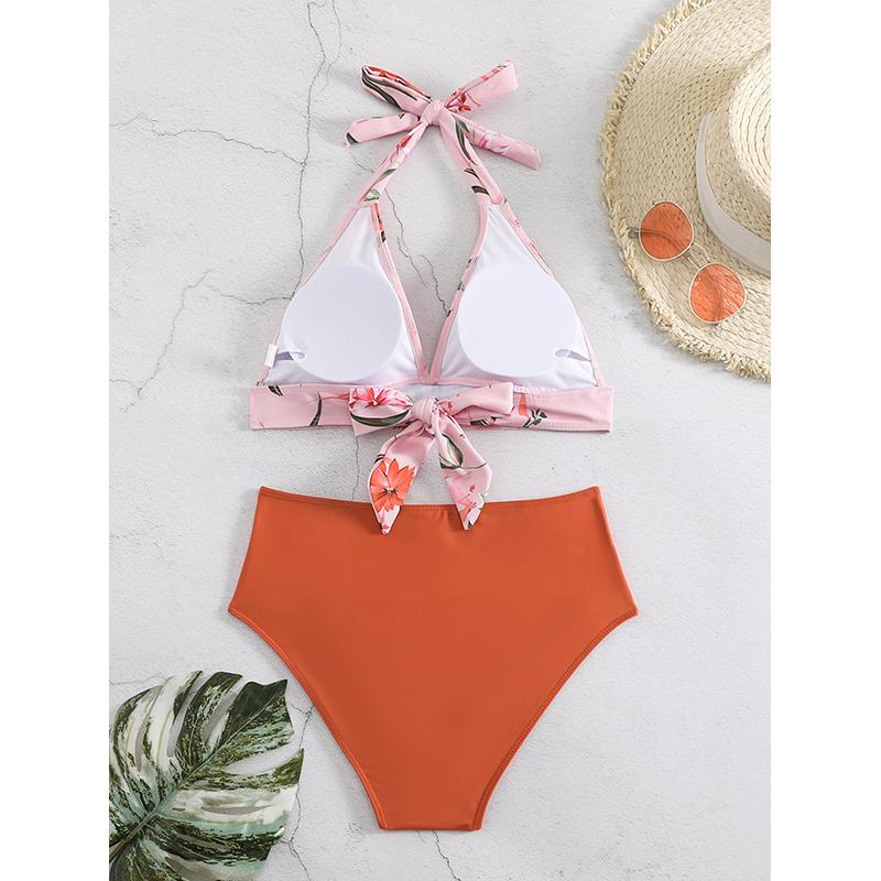 Two Pieces Push Up Swimwear Bikini Set Women Swimsuits Print High Waist Female Swimming Summer Bathing Suit