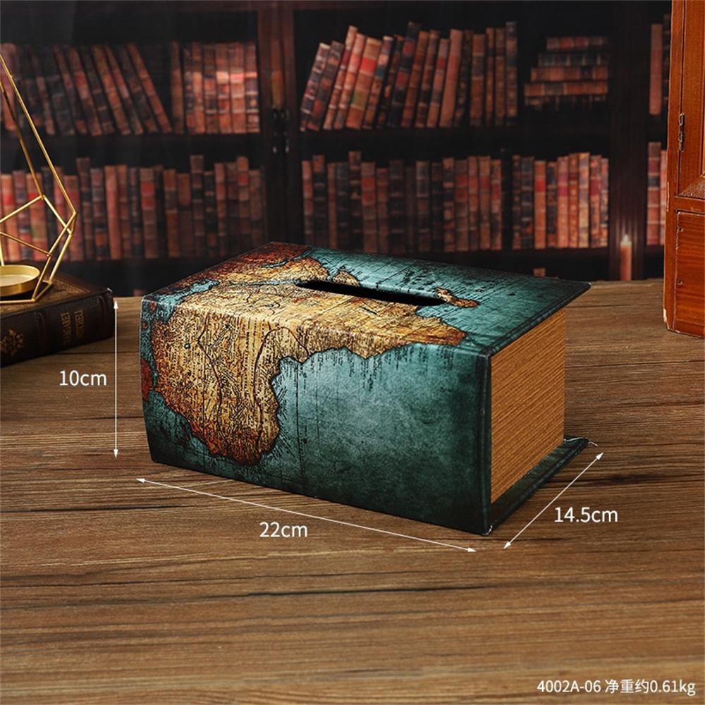 Ретро Европейская Имитация Книги Коробка для салфеток Деревянный Кофейный столик Коробка для хранения салфеток Декор гостиной Кожаный Органайзер для салфеток
