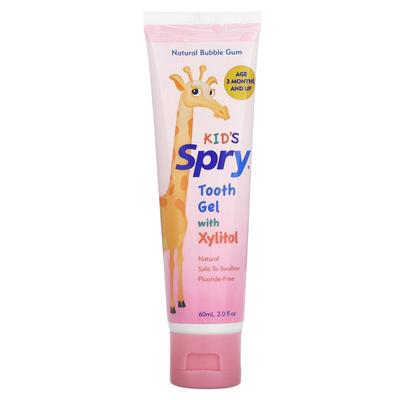 Детский Spry, гель для чистки зубов, ксилит, от 3 месяцев, натуральная жевательная резинка, 60 мл (2,0 жидких унции)