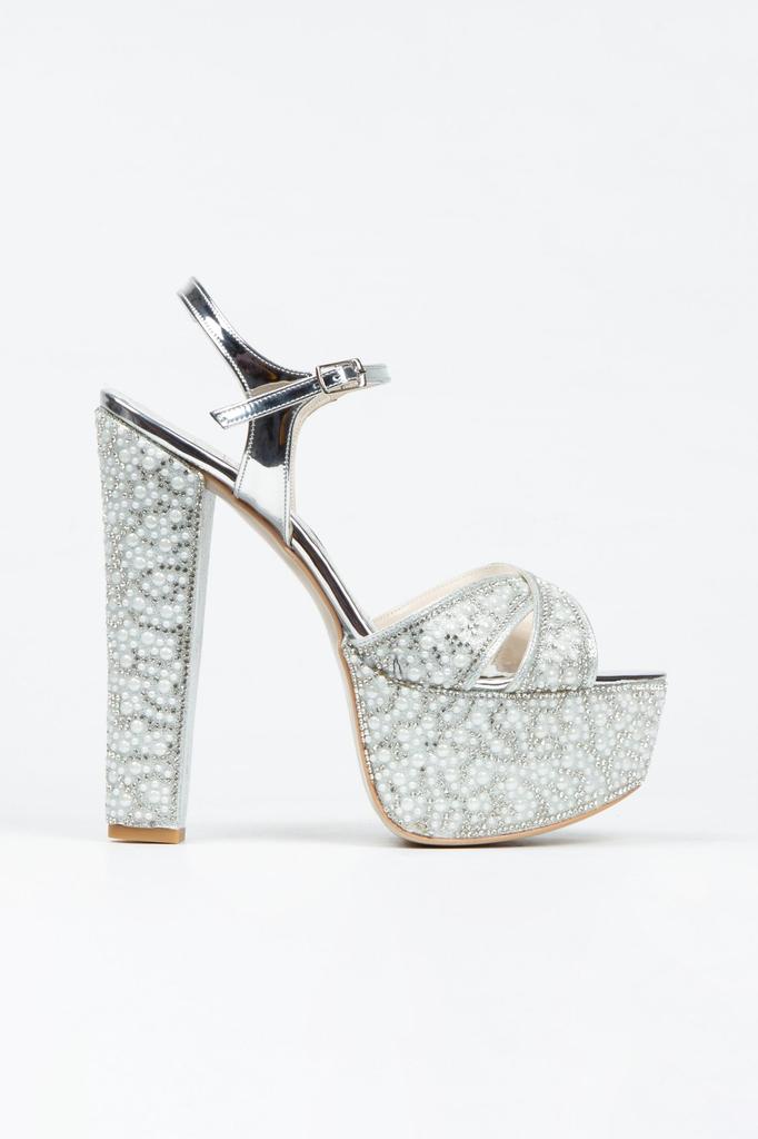 Женские модные платиновые зеркальные туфли с жемчугом и крестом, классические вечерние модельные туфли на платформе и каблуке для вечеринки