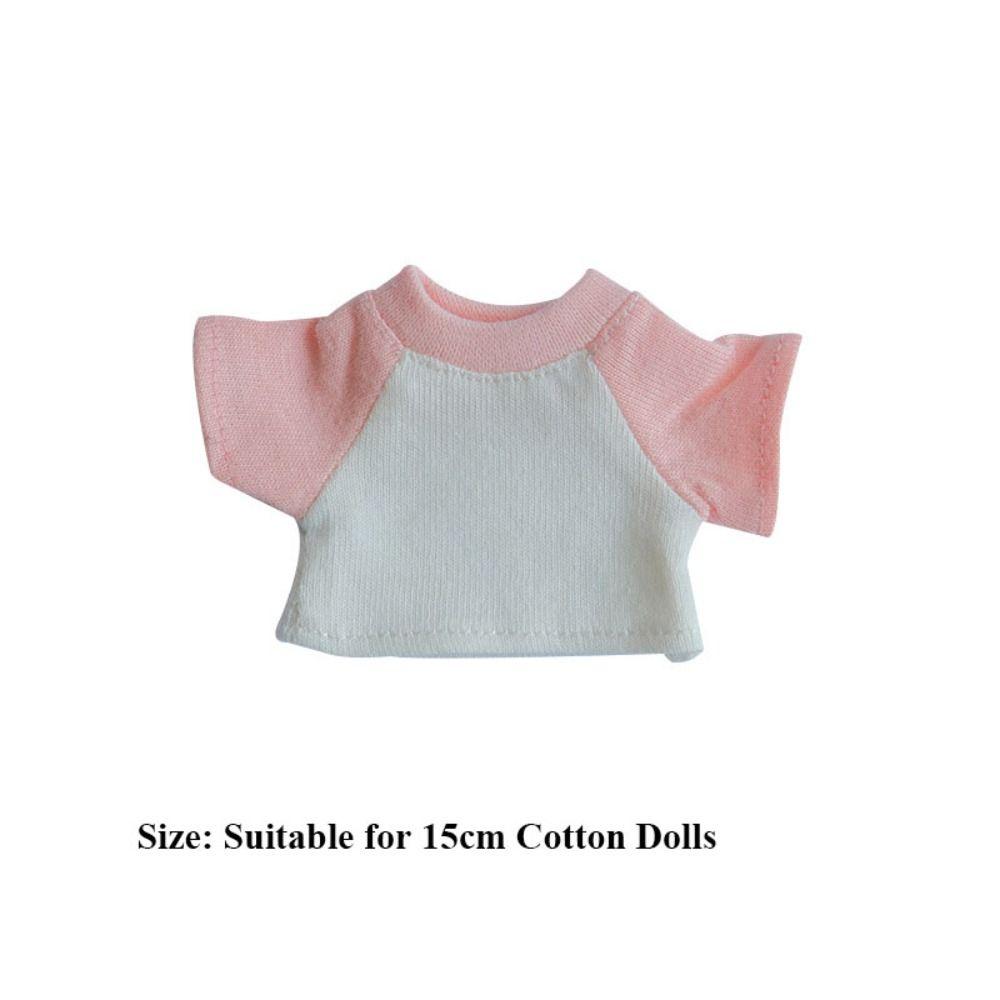 Футболка в стиле сращивания, повседневная одежда, 8 цветов, мягкие игрушки для кукол, футболка, блузка для 15-сантиметровой хлопковой куклы