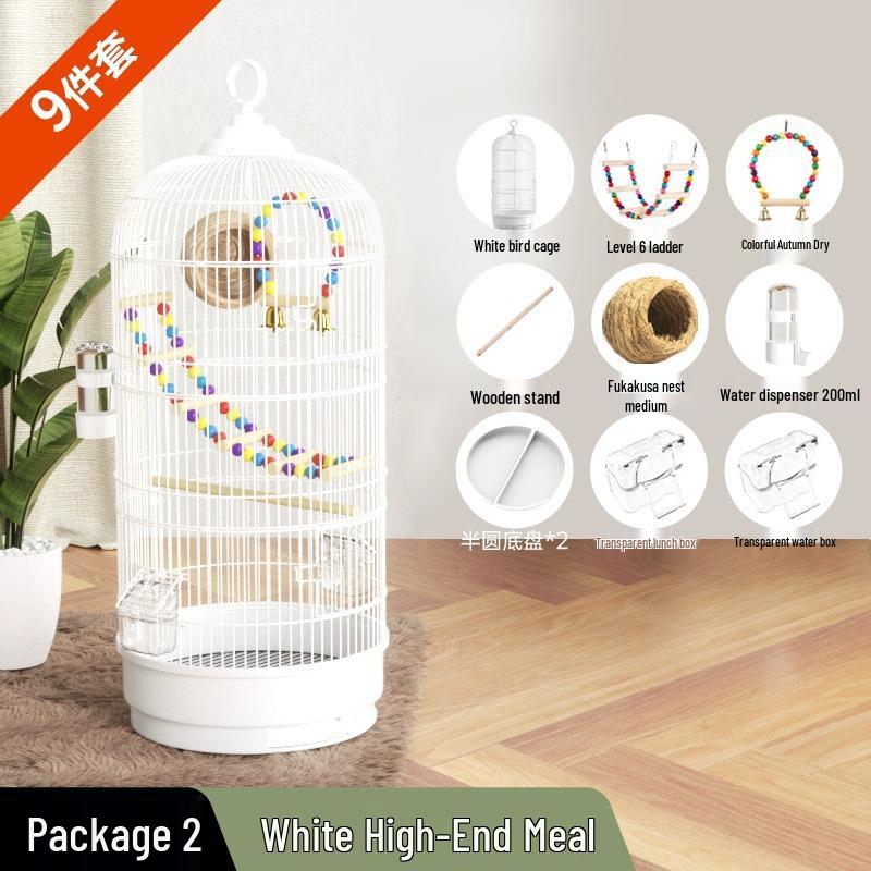 Роскошный круглый металлический набор клеток для попугаев, волнистых попугайчиков, корелл и майны