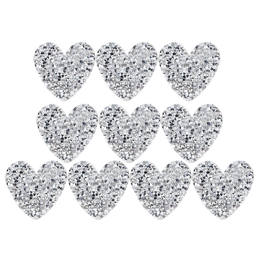 10pcs Sew On Type Heart Shaped Appliques Hot Fix Iron On Patches For DIY Crafts
