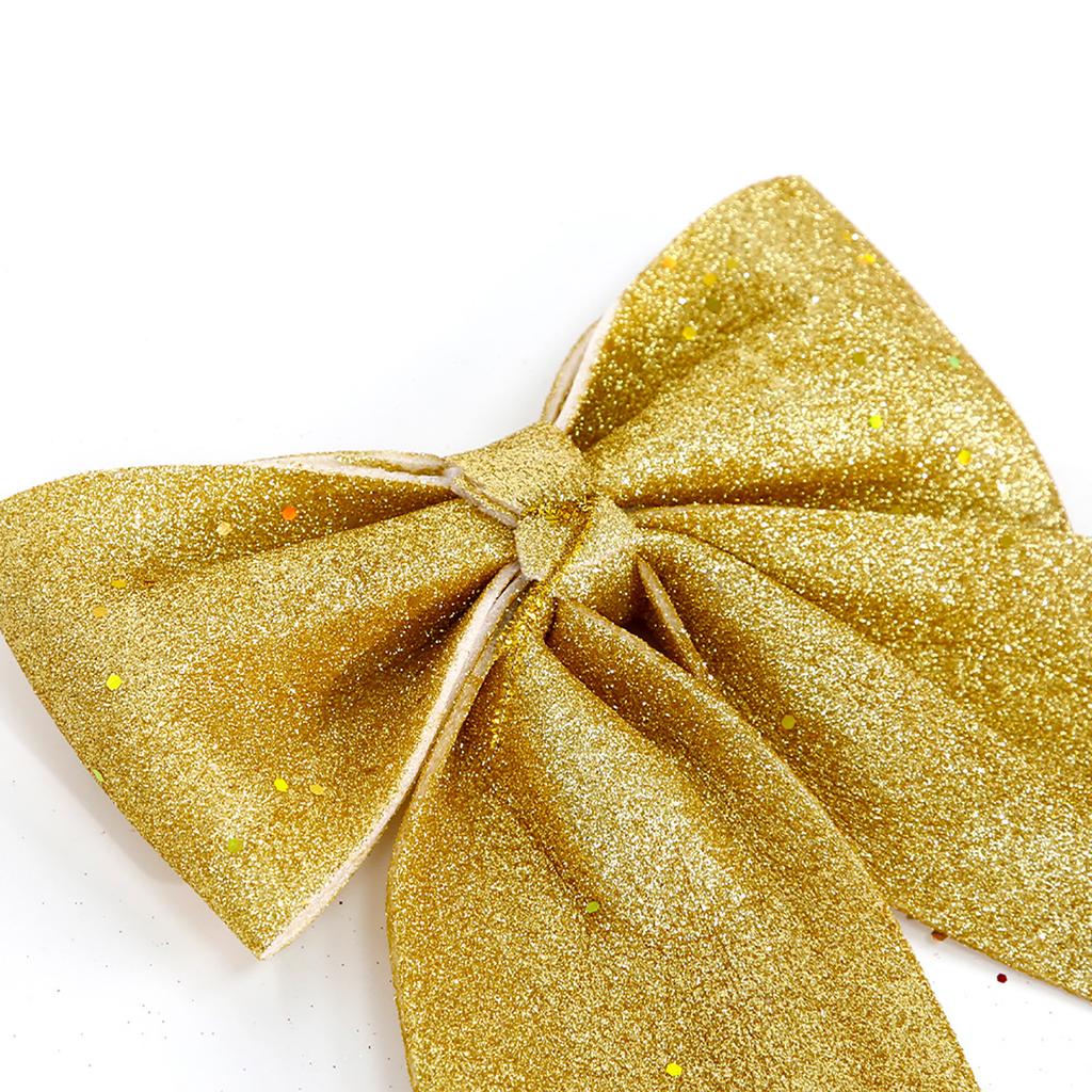 Large Sparkling Bow Glitter Christmas Ribbon Bowknot XmasTree Hanging Ornaments New Year Home Decorations Navidad 2024
