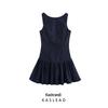 2025 Spring Women's Layered Denim Style Short Dress - European & American Fashion