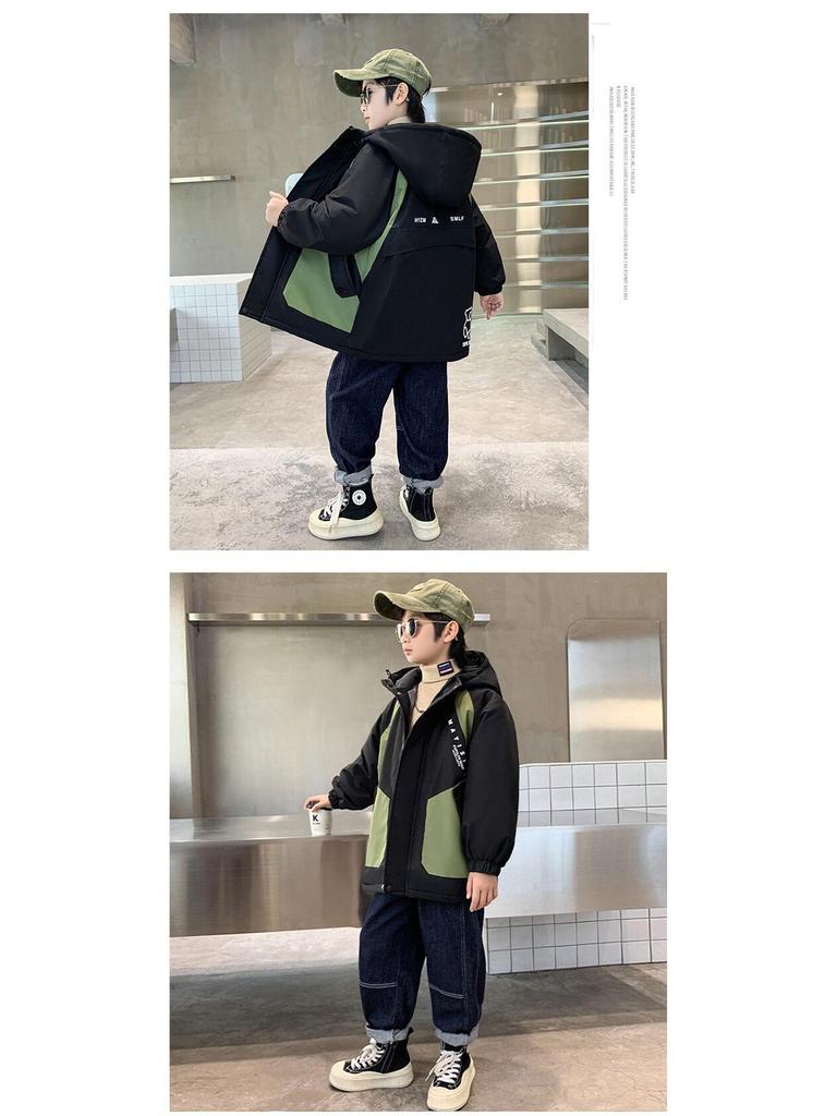 Модное хлопковое пальто для мальчиков 2025: Зимняя парка на бархатной подкладке