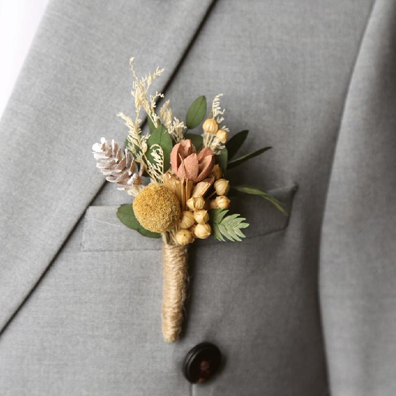 Свадебные принадлежности, сухие настоящие цветы, броши, мужское платье, аксессуары для корсажа, сухой цветок, цветок груди