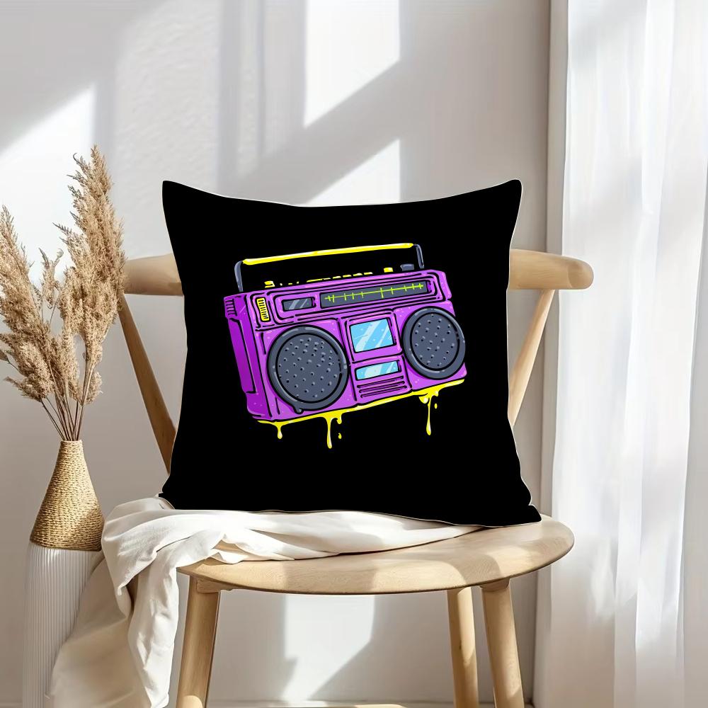 Retro Cassette Tape Cushion Cover Soft Plush Throw Pillow Cover DoubleSided Decorative Cushion Case Sofa Bedroom Home Decor
