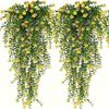 2Pcs Wall Home Garden Wedding Decoration Outdoor Artificial Plant Hanging Flowers With Eucalyptus Leaves Greenery Vine