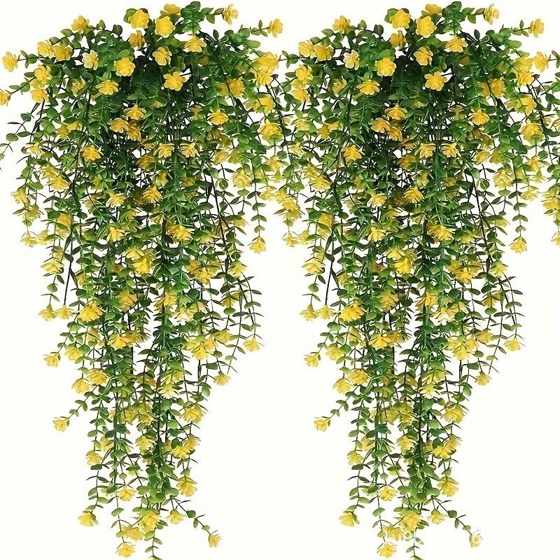 2Pcs Wall Home Garden Wedding Decoration Outdoor Artificial Plant Hanging Flowers With Eucalyptus Leaves Greenery Vine