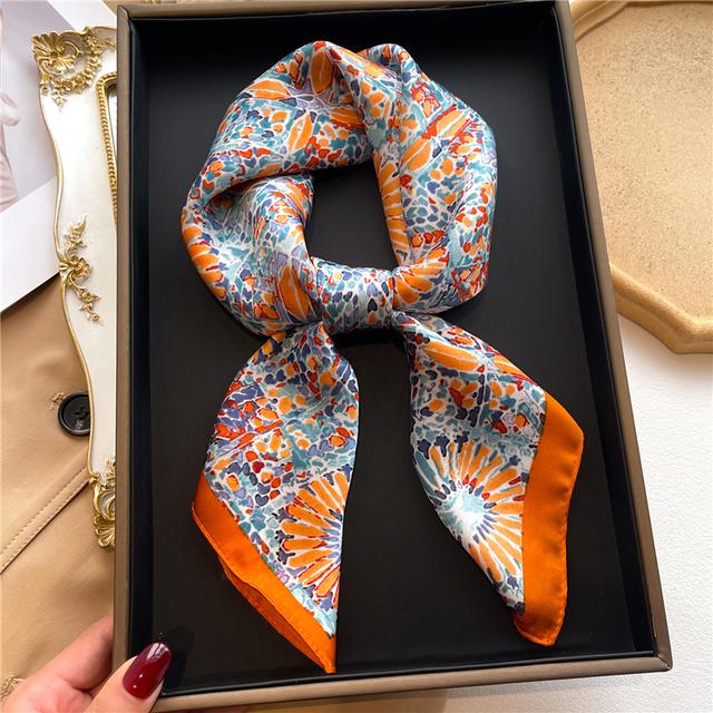 Silk Scarf For Women Luxury Hijab Hair Bands Square Neckerchief Female Satin Shawl Ribbon Headband Fashion Wraps Bandana