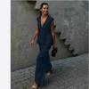 Women's V-Neck Solid Colour Sleeveless Top Vest Trousers Set