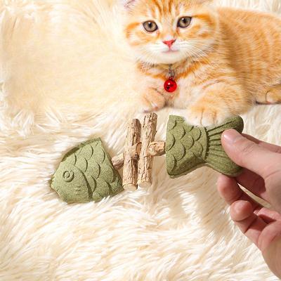 Игрушка для кошек Рыбная кость Дерево Тяньляо Кошачья мята Прорезыватель Имитация рыбы Прорезыватель Прочная и устойчивая к разрывам Игрушка для кошек