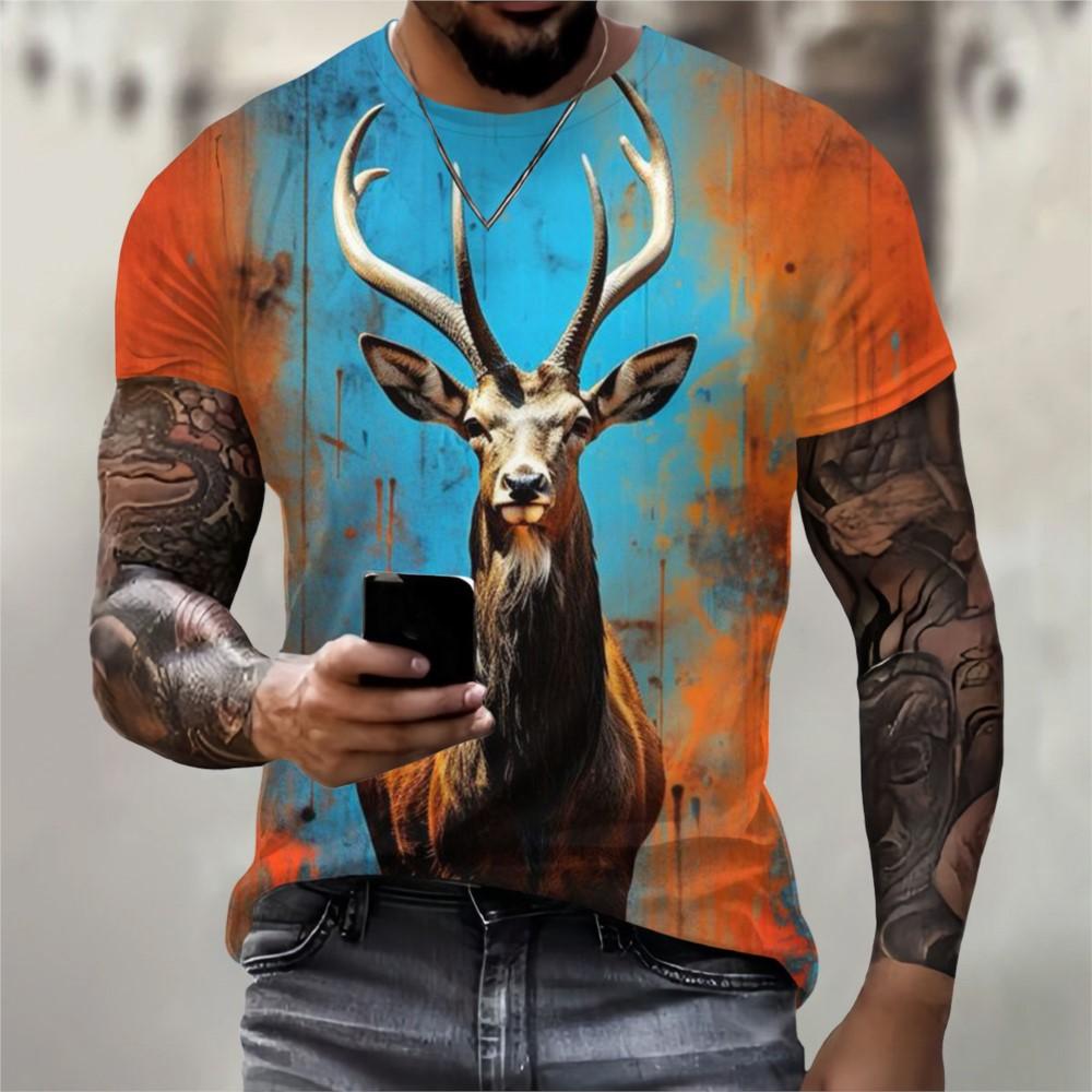 Смешные 3D-принт Футболки с животными Хип-хоп Короткий рукав Оверсайз Мужские футболки