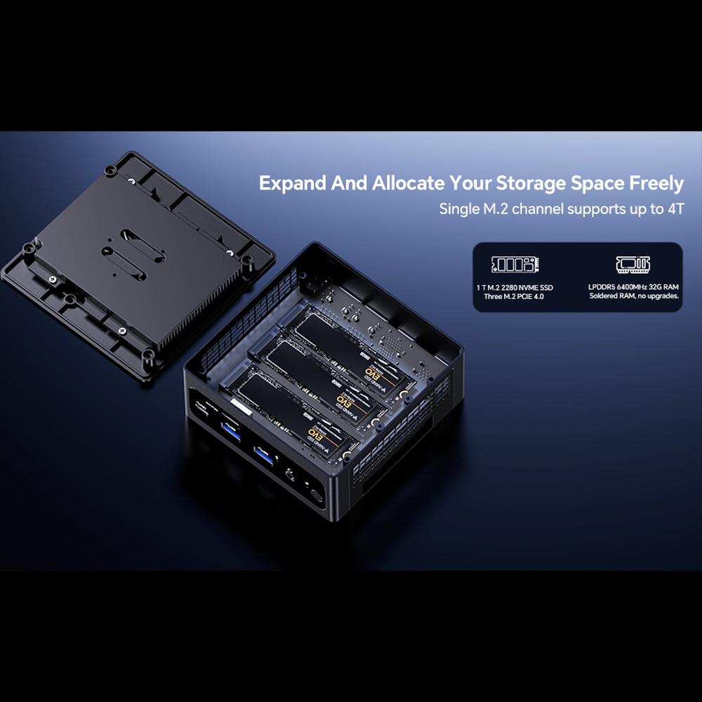 Мини-ПК AOOSTAR GEM10, AMD Ryzen 7 6800H 8 ядер до 4,7 ГГц, 32 ГБ ОЗУ LPDDR5 1 ТБ SSD PCle 4.0