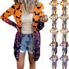 Women's Casual Cardigan Halloween Printed Long Sleeve Top With Pockets