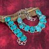 Blue Turquoise Bracelet, 925 Solid Sterling Silver Bracelet & Necklace Jewelry, Handmade Gemstone Jewelry Set Gift For Love