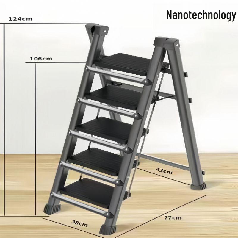 Folding Telescopic A-Frame Household Ladder, Thickened Step Stool, 3-4 Steps, Multifunctional Indoor Use.