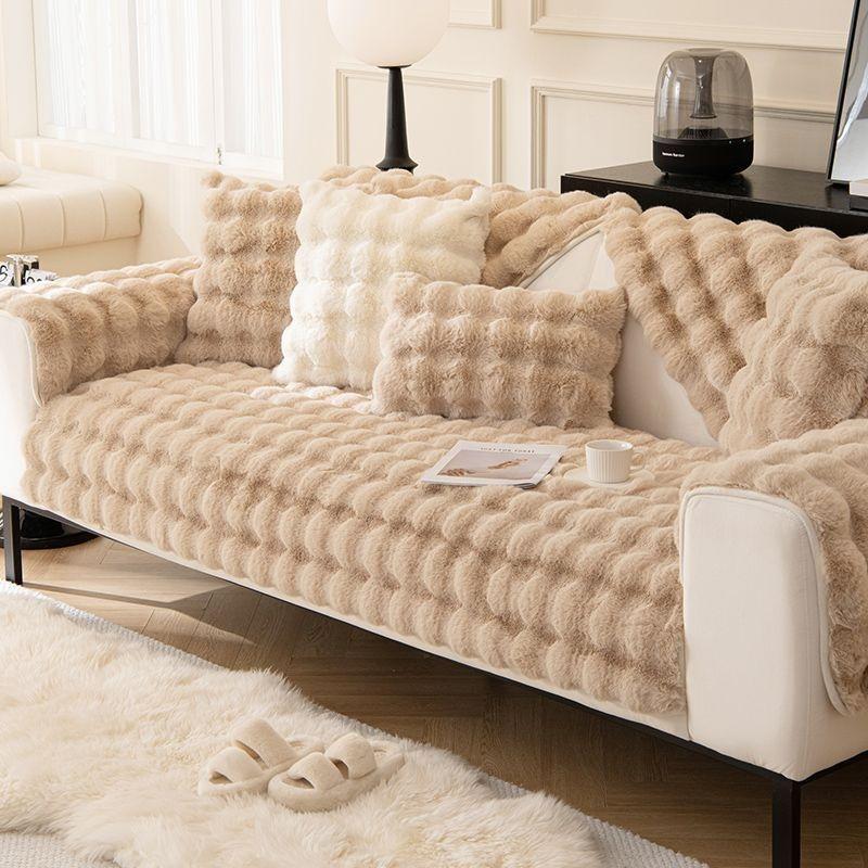 Light Luxury Non Slip Sofa Cover Plush Cloth Home Protection Chair Seat Mat  L Shape Sofa Bed Towel Couch Living Room Furniture