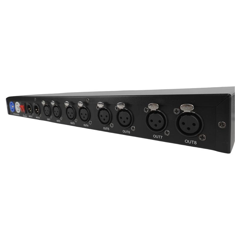 Light4Me Xsplit 2X4 Rozdzielacz Sygnału Dmx Splitter 8-Kanałowy Rack 19" 1U Dwa Tryby Pracy