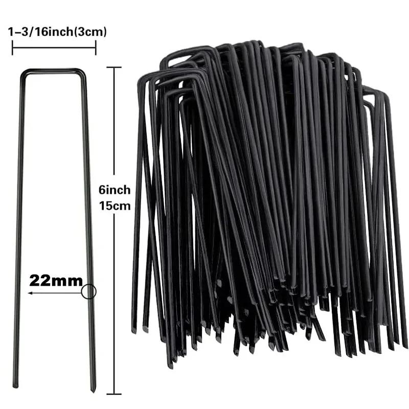 Садовые скобы U-типа, прочные колья для заборных труб, штыри для дерна, оцинкованные садовые шипы для удержания газонов, гвозди для ограждения земли