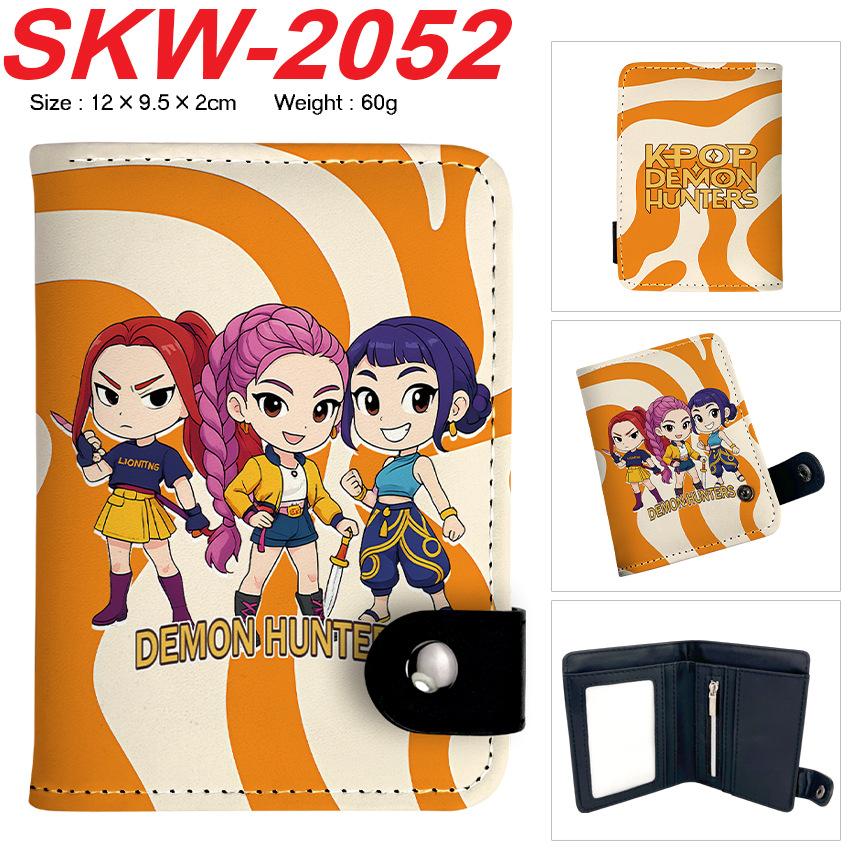 KPop Demon Hunters Wallet Vertical Snap Button Double Layer Card Holder Coin Purse Portable 1pcs