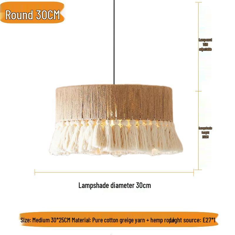 Винтажная люстра Ваби-Саби с кисточками из пеньковой веревки для спальни или гостиной