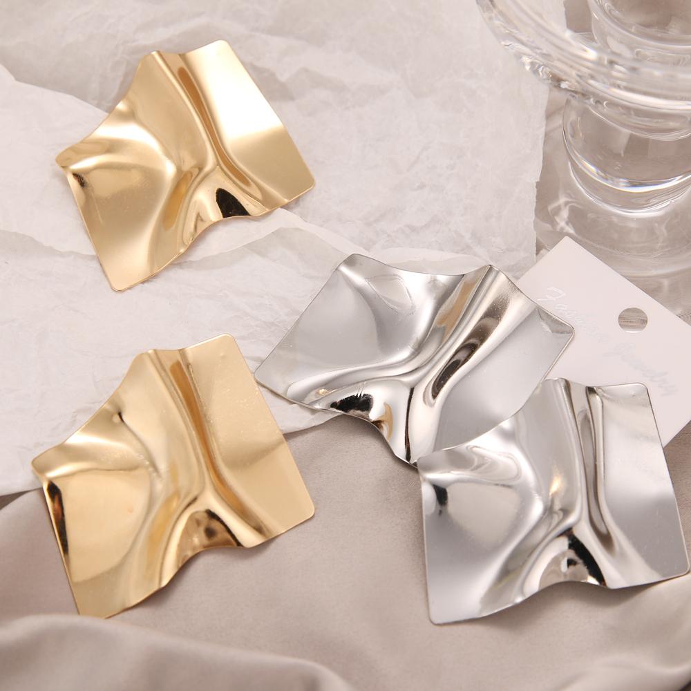 Геометрические нерегулярные зеркальные большие серьги, женские модные тенденции, персонализированные ювелирные серьги, вечерние подарочные аксессуары