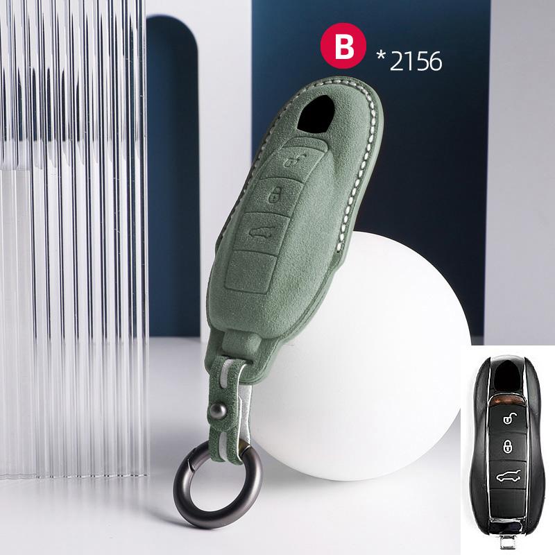 AABKU1 For Porsche Panamera Cayenne 971 911 9YA Macan Boxster Spyder Carrera Cayman 970 981 991 3 Buttons Suede Car Key Case Keychain