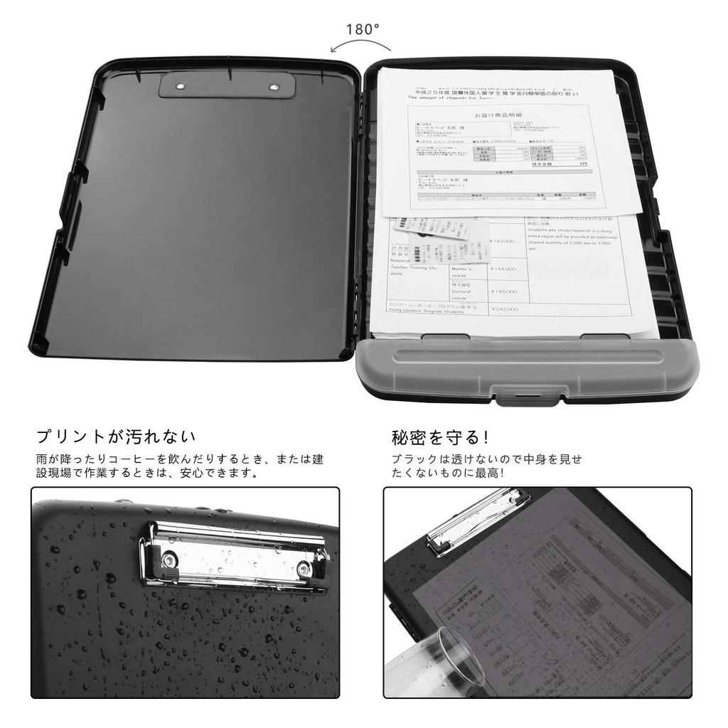 SFLHHDM Clipboard A4 Clip File A4 Binder A4 Multifunctional File Board Writing Pad Bifold Document Case Memo Pad Folder File Plastic Case with Pen