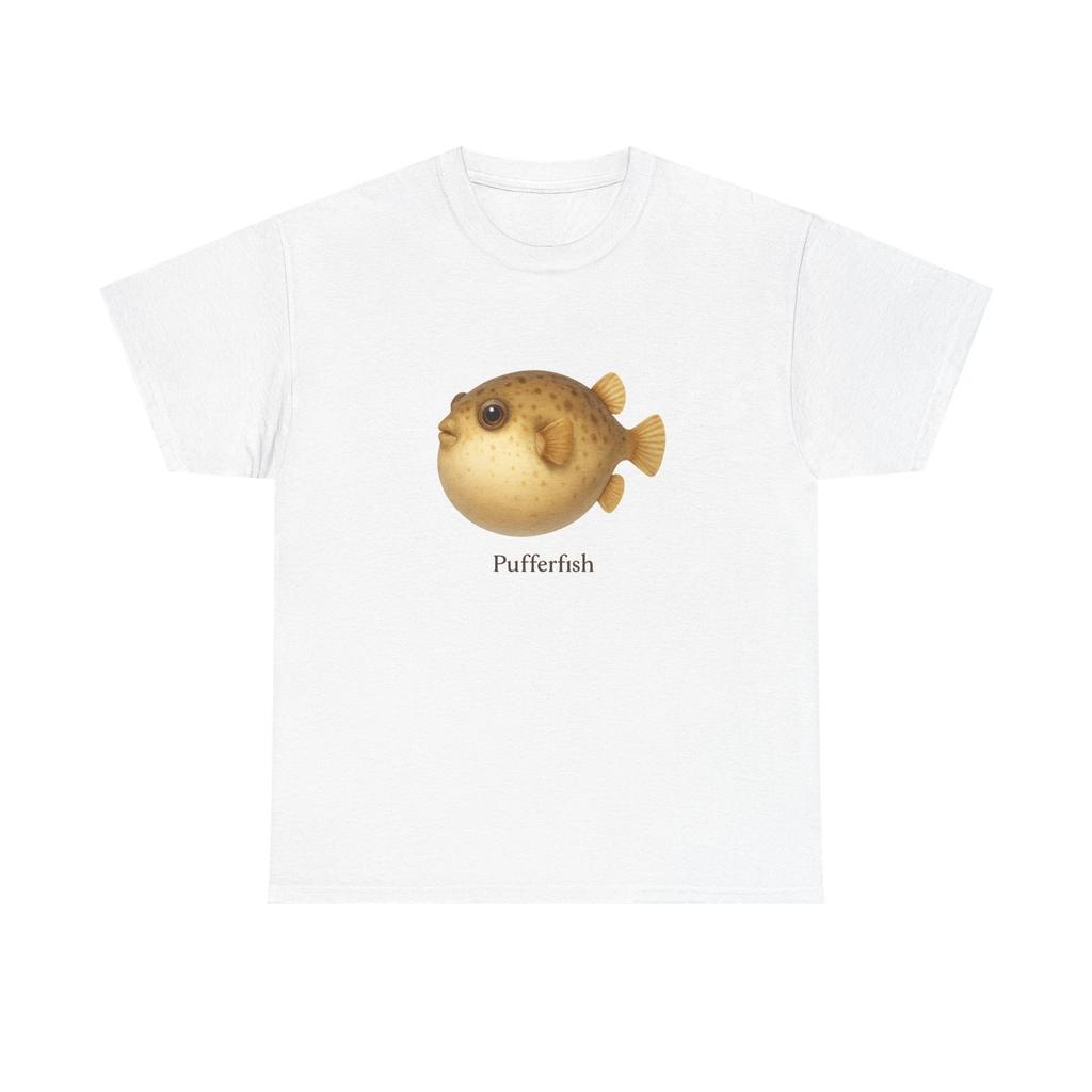 Unisex Adult T Shirt Pufferfish Tropical Round Form
