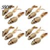 Natural Teething Toy for Kittens Sisal Mouse Cat Toys, Feather Mice Kitten Chew Dental Toys Rope Rat Teeth Cleaning, Indoor Cats Self Entertainment