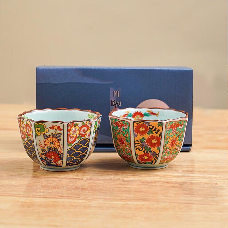 Japanese Mino Ware Old Imari Master Tea Cups Gift Set