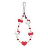 White Heart Phone Lanyard With Pearl Charm Anti-Lost Strap Smartphone Womens Fashion Accessory