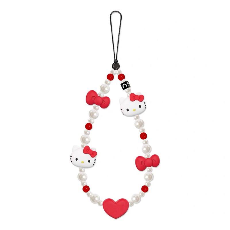 White Heart Phone Lanyard With Pearl Charm Anti-Lost Strap Smartphone Womens Fashion Accessory