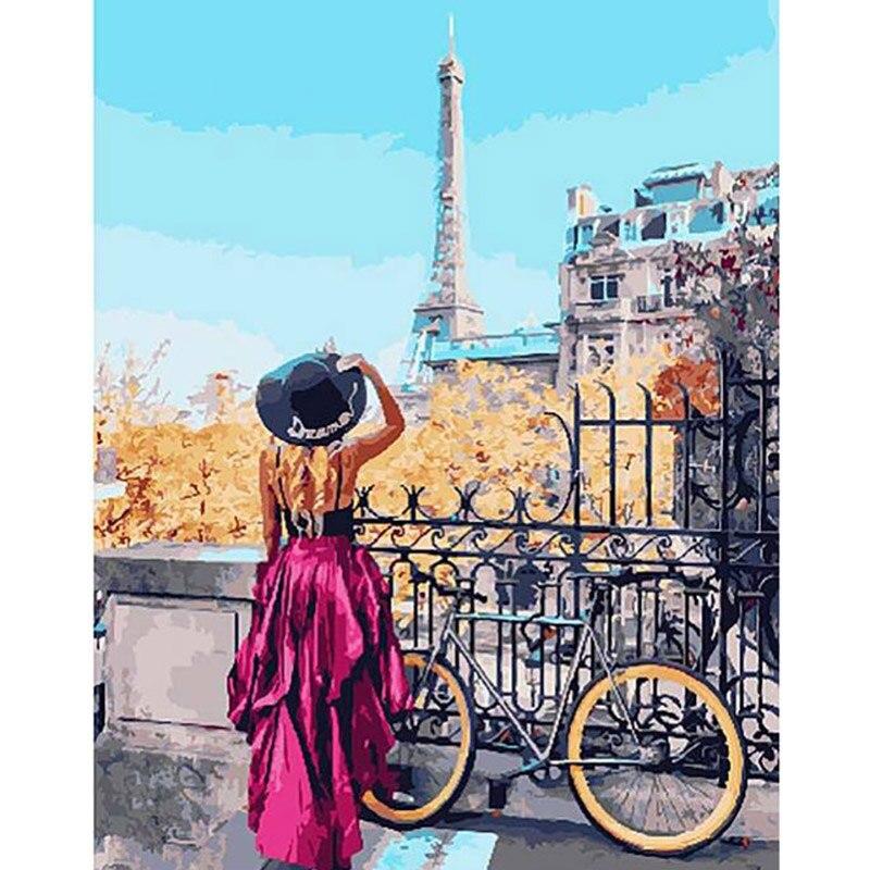 5D DIY Алмазная картина Пейзаж Вышивка крестиком Эйфелева башня Полный круглый дрель Алмазная художественная вышивка Распродажа Украшение дома