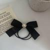 Элегантная резинка для волос черная элегантная минималистичная французский бант резинка для волос искусственный жемчуг однотонная веревка для волос, винтажный стиль аксессуар для волос