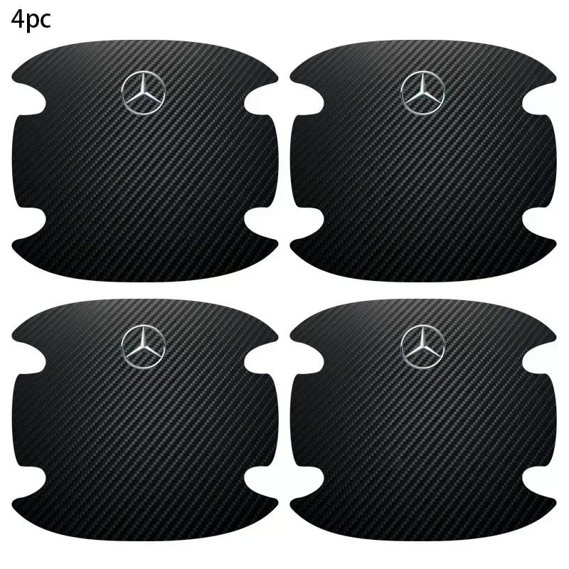 DAR4 4pcs/set Carbon Fiber Car Door Bowl Handle Anti-Scratches Sticker For Mercedes Benz B/C/E/S Class A Class C200L GLC GLE CLA