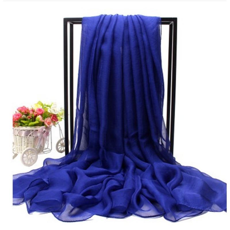 Очень большой искусственный шелковый шарф, однотонный шелковый шарф, пляжное полотенце на берегу моря, длинный весенне-осенний женский газовый шарф, шифоновый шарф для женщин