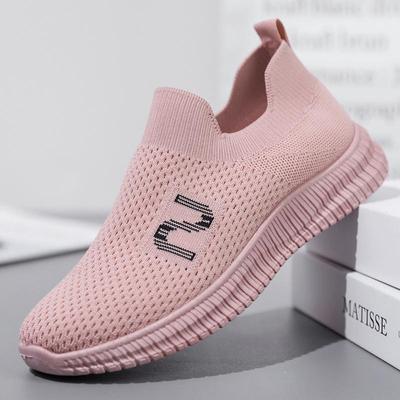 Дышащая женская обувь, модные повседневные кроссовки, легкая спортивная женская обувь, кроссовки с буквенным принтом, полые нескользящие туфли