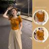 Футболка с короткими рукавами Positive Shoulder Slim Sexy, женская летняя, с французским U-образным вырезом, с короткими секциями, женские топы с дизайнерскими нишевыми трендовыми рубашками