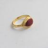 Yellow Gold Plated Lab Created Ruby Handmade Ring 925 Sterling Silver Statement Jewelry